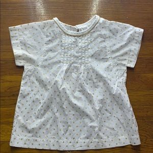 Girls white with gold polka dot blouse